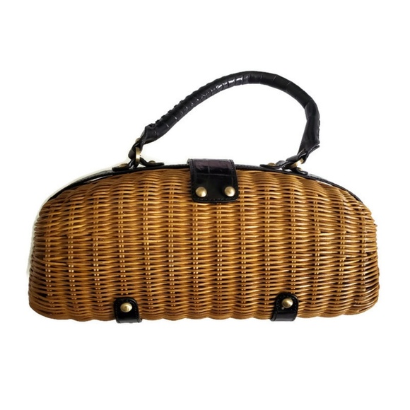 Monsac rattan basket purse - Picture 3 of 5